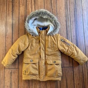 Carter's Kids Boys Puffer Jacket Wind Resist Faux Fur Hoodie Classic Brown 4/5